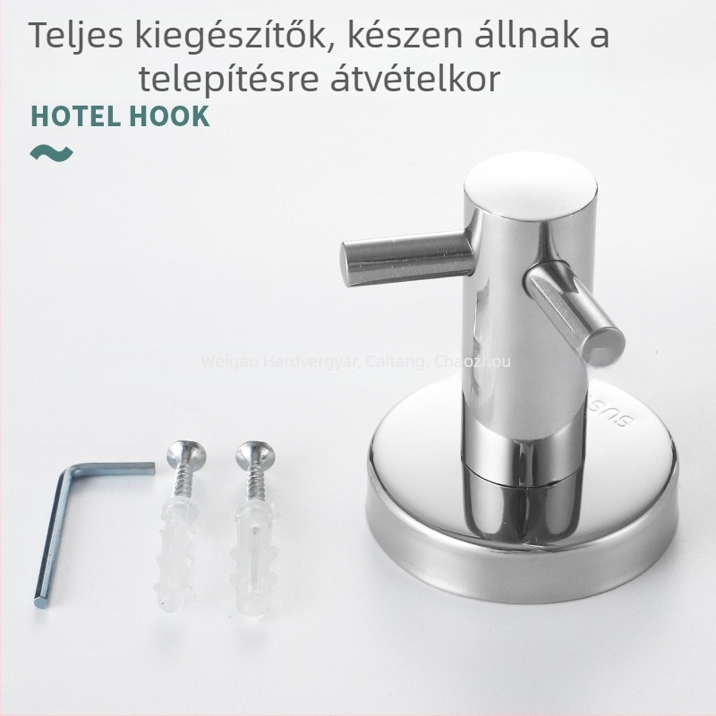 SUS304 rozsdamentes acélból készült ruhakapocs, modell tükör, fényes felület, szállodai használatra