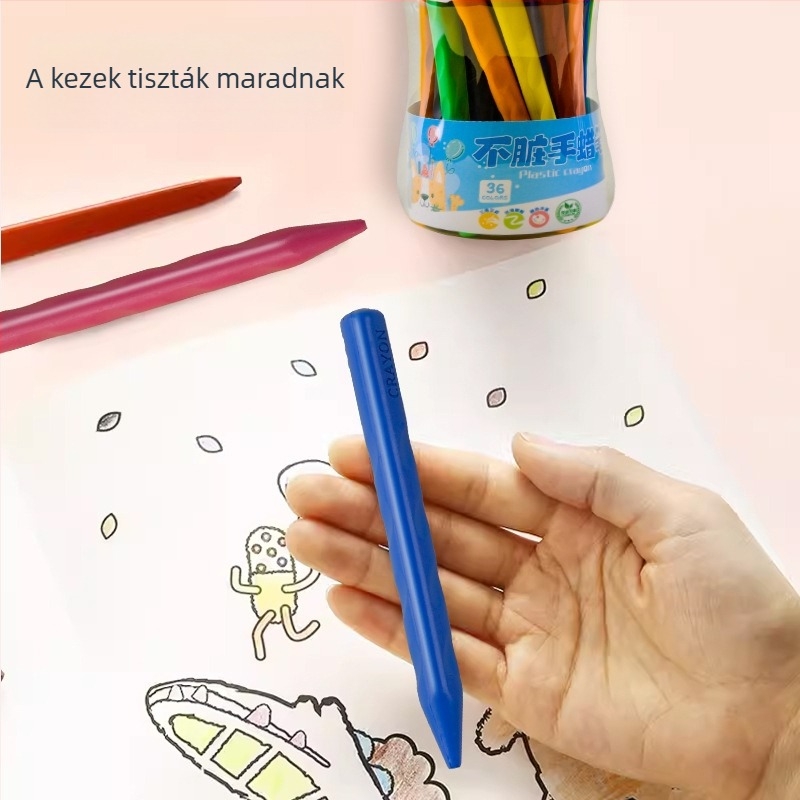 Műanyag viaszos kréták rajzoláshoz — Qianhui ddlb, Non-dirty Hand sorozat, hengeres csomagolás, mosható