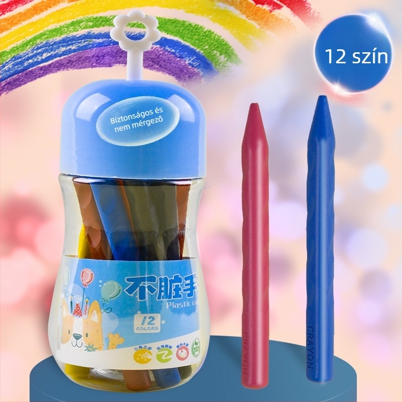 Műanyag viaszos kréták rajzoláshoz — Qianhui ddlb, Non-dirty Hand sorozat, hengeres csomagolás, mosható