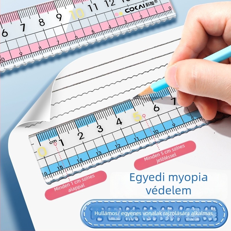 Rövidlátás elleni vonalzó, modell K-7015-p, műanyag, 12 g, logó nélküli