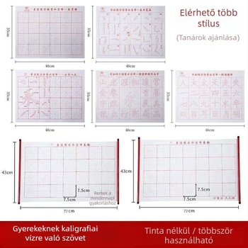 Kaligráfia gyakorló vízírás vászon, 28 négyzetes rács tengellyel, flockolt oxford anyag, téglalap alakú, gyorsan száradó felület