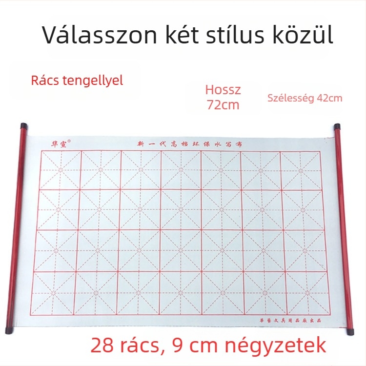 Kaligráfia gyakorló vízírás vászon, 28 négyzetes rács tengellyel, flockolt oxford anyag, téglalap alakú, gyorsan száradó felület