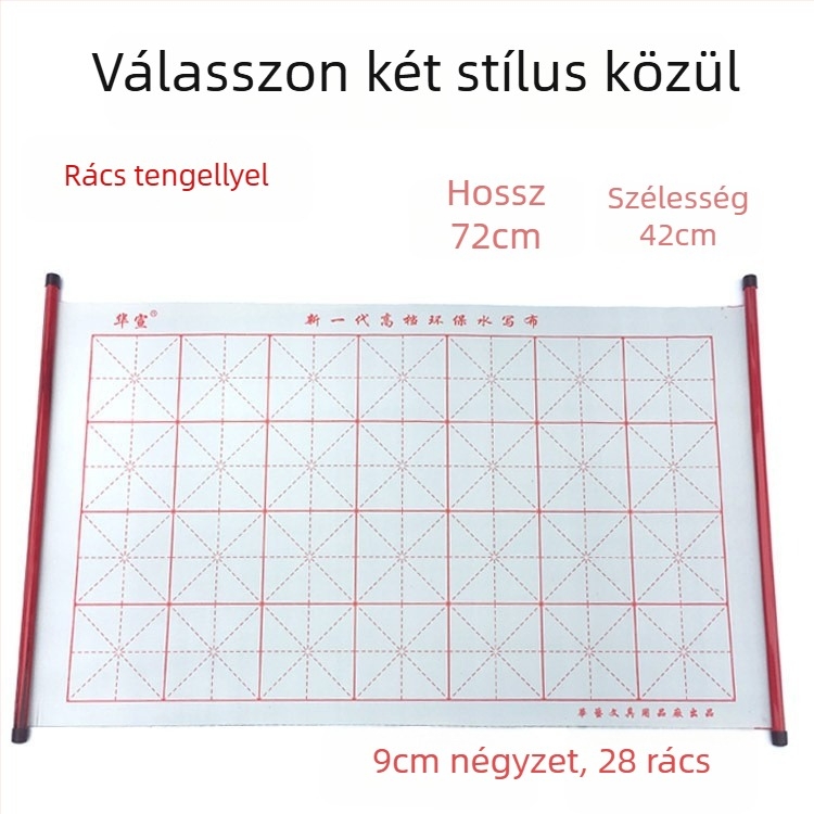 Kaligráfia gyakorló vízírás vászon, 28 négyzetes rács tengellyel, flockolt oxford anyag, téglalap alakú, gyorsan száradó felület