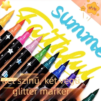 Kétfejű glitteres marker fluoreszkáló tintával akvarellhez