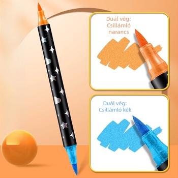 Kétfejű glitteres marker fluoreszkáló tintával akvarellhez