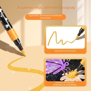 Csillámló marker toll, fényes, gyorsan száradó tinta, egymásra rakható kialakítás, akvarell-kompatibilis, puha heg, 60 szín választék