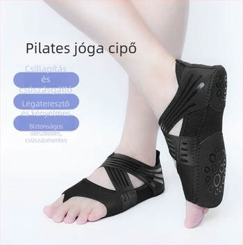 Öt ujjas jóga és pilates zokni, csúszásmentes szilikon talppal, nyitott lábujjak, lélegző Lycra felsőrész