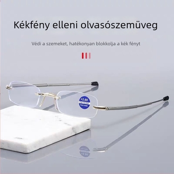 Keret nélküli olvasó szemüveg, könnyű PC lencsékkel, kékfény elleni védelem és UV védelem, uniszex
