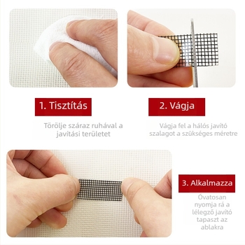 Ablak szúnyogháló javító patch – öntapadó hálószálas ragasztószalag, háztartási használatra