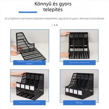 9848-os irattartó állvány, négy szintes, PP anyagú asztali rendező