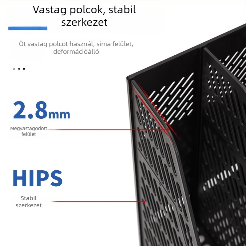 9848-os irattartó állvány, négy szintes, PP anyagú asztali rendező