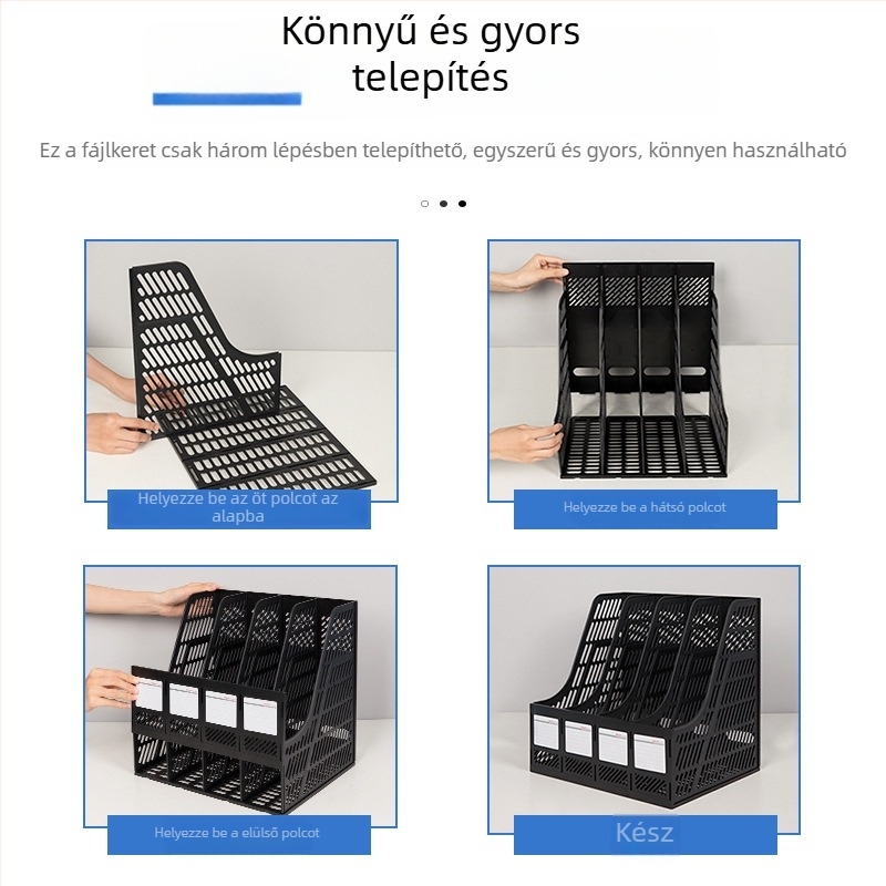 9848-os irattartó állvány, négy szintes, PP anyagú asztali rendező