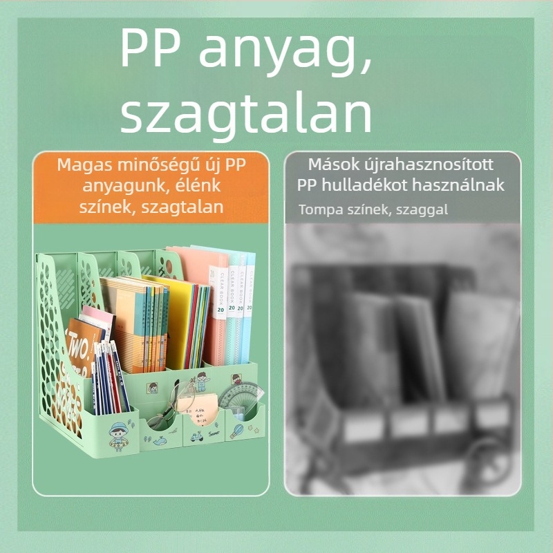 Irodai fájlpolc, 4 szintes, modell 8816, PP anyag