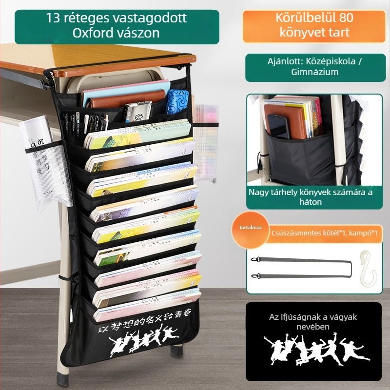 Íróasztalhoz tartozó lógó könyvtáska — Modell: Hanging Book Bag; Anyag: Oxford textil; Nettó tömeg: 500 g