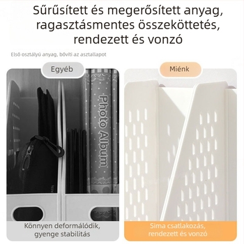 Perforált táblával ellátott könyvállvány, függőleges asztali tároló — nagy kapacitás, HIPS, rekeszekkel, levehető — Qiao ba bear
