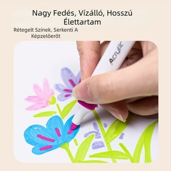 Akril filctollak rajzokhoz, 24 darabos készlet, víz alapú, átlátszatlan, egymásra rakható, biztonságos diákok és gyerekek számára
