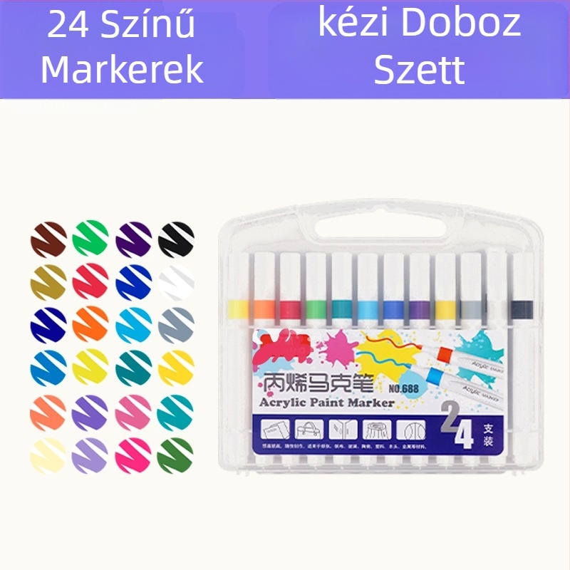 Akril filctollak rajzokhoz, 24 darabos készlet, víz alapú, átlátszatlan, egymásra rakható, biztonságos diákok és gyerekek számára