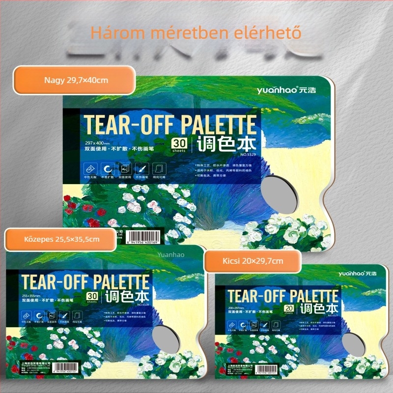 Pigment keverésre szolgáló paletta papír – kétoldalas, könnyen téphető, egyszer használatos, művészeti hallgatók számára