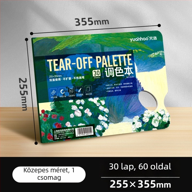 Pigment keverésre szolgáló paletta papír – kétoldalas, könnyen téphető, egyszer használatos, művészeti hallgatók számára