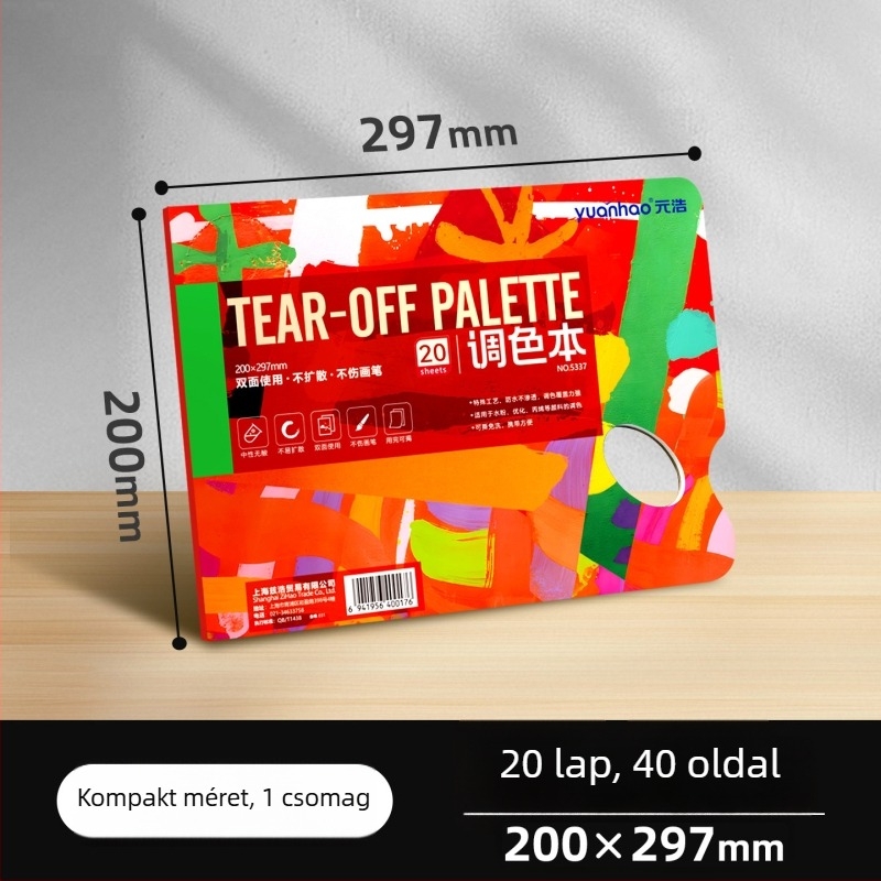 Pigment keverésre szolgáló paletta papír – kétoldalas, könnyen téphető, egyszer használatos, művészeti hallgatók számára