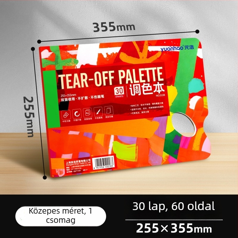 Pigment keverésre szolgáló paletta papír – kétoldalas, könnyen téphető, egyszer használatos, művészeti hallgatók számára