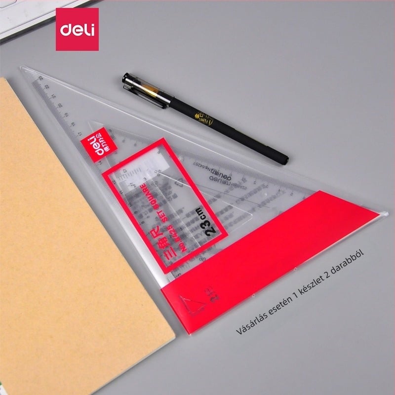 Deli háromszögvonalzó rajzhoz, műanyag, modellek 6415/6420/6425/6430/6435/6440/6445, kétdarabos csomagolás