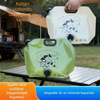 Kültéri összecsukható víz táska, 8 L kapacitás, PE/TPE anyag, egyszerű stílus, kempingezéshez