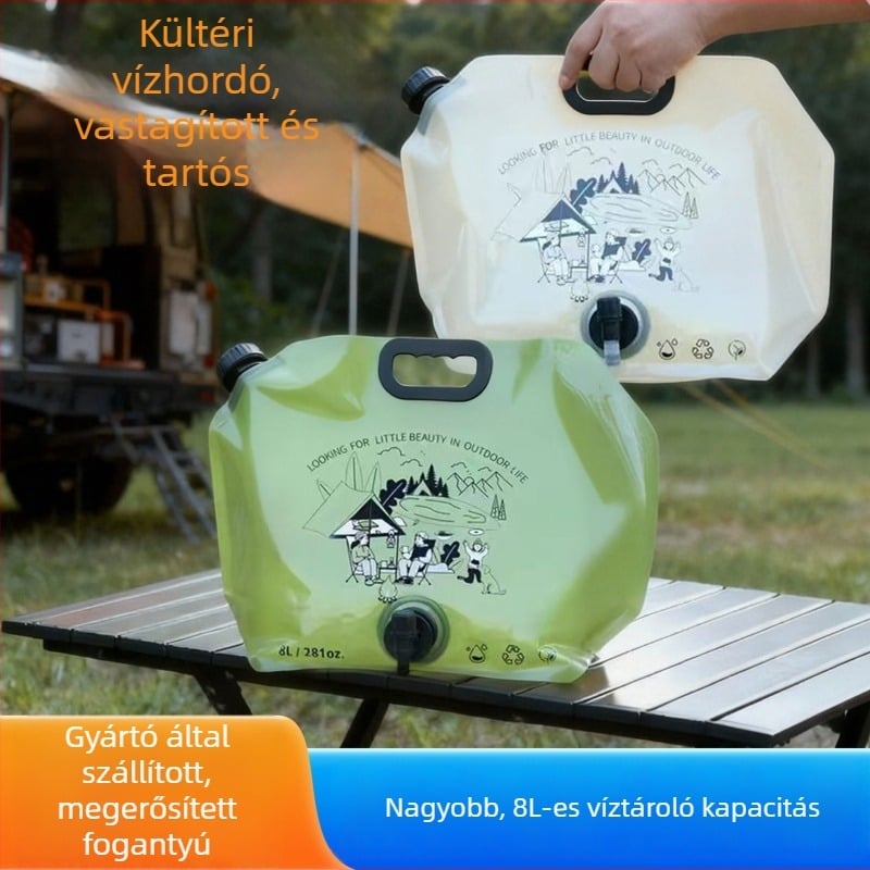 Kültéri összecsukható víz táska, 8 L kapacitás, PE/TPE anyag, egyszerű stílus, kempingezéshez