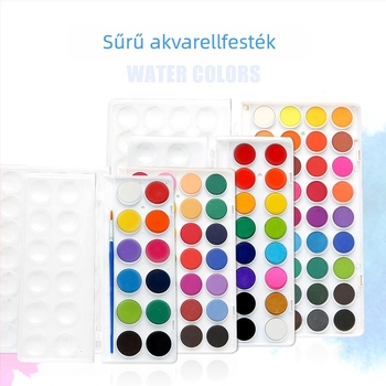 Keepsmiling Akvarellfesték készlet - műanyag + tömör akvarellfestékek, átlátszó ABS doboz, akvarell festéshez
