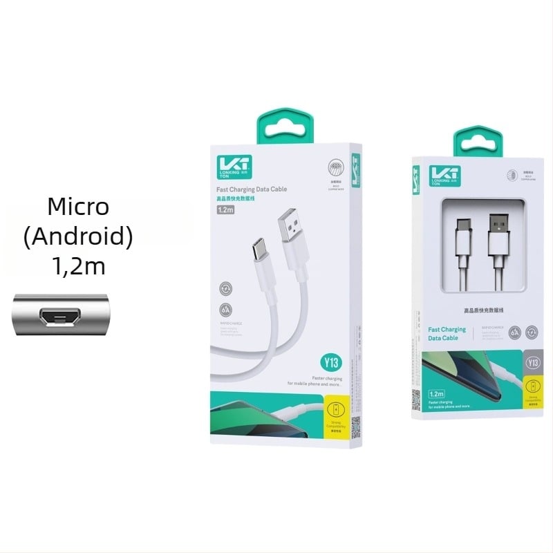 Longqi Y13 6A Gyors töltésű 3-in-1 USB-kábel Lightning, Type-C és Micro-USB csatlakozókkal, 1,2 m