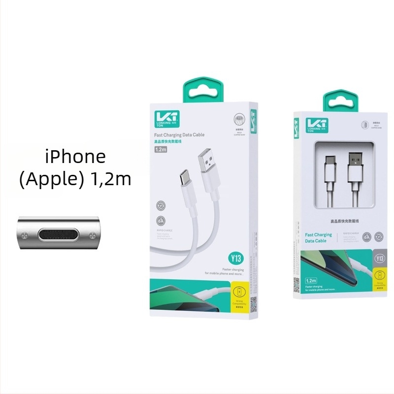Longqi Y13 6A Gyors töltésű 3-in-1 USB-kábel Lightning, Type-C és Micro-USB csatlakozókkal, 1,2 m