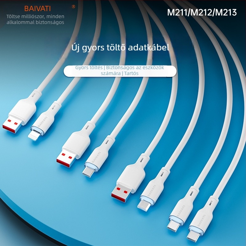 Gyors töltésű adatkábel Lightning, Micro-USB és Type-C csatlakozókkal - max. 6A, QC protokoll kompatibilis, 3C tanúsítvány 2025260907000010