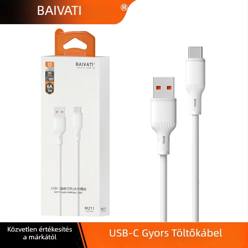 Gyors töltésű adatkábel Lightning, Micro-USB és Type-C csatlakozókkal - max. 6A, QC protokoll kompatibilis, 3C tanúsítvány 2025260907000010