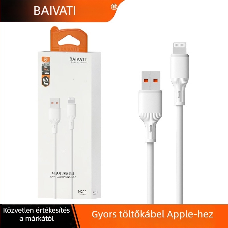 Gyors töltésű adatkábel Lightning, Micro-USB és Type-C csatlakozókkal - max. 6A, QC protokoll kompatibilis, 3C tanúsítvány 2025260907000010