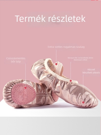 Gyerekeknek szóló tánccipő, puha talppal, fűző nélkül, könnyű baletthez és modern tánchoz