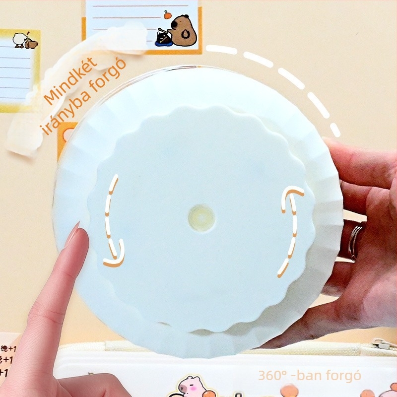 Forgó tolltartó nagy kapacitással, műanyagból, kör alakú, asztali használatra, logónyomás lehetőség, modell 01