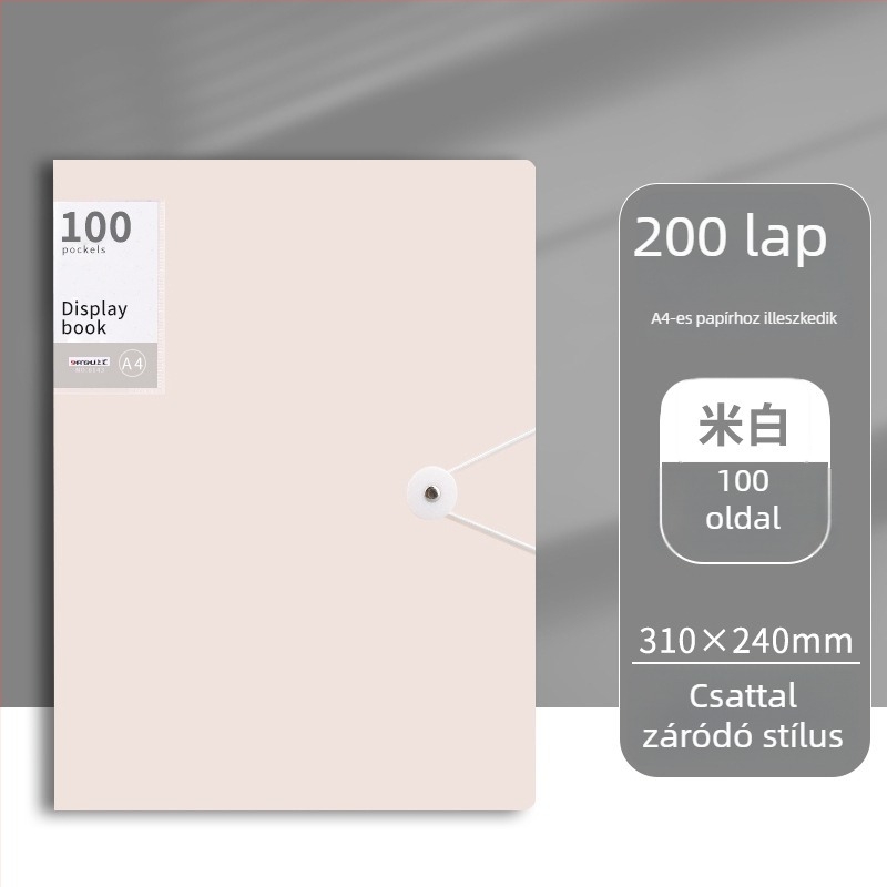 Nagy kapacitású dokumentum mappa kapcsos zárással és átlátszó betétekkel (PP)