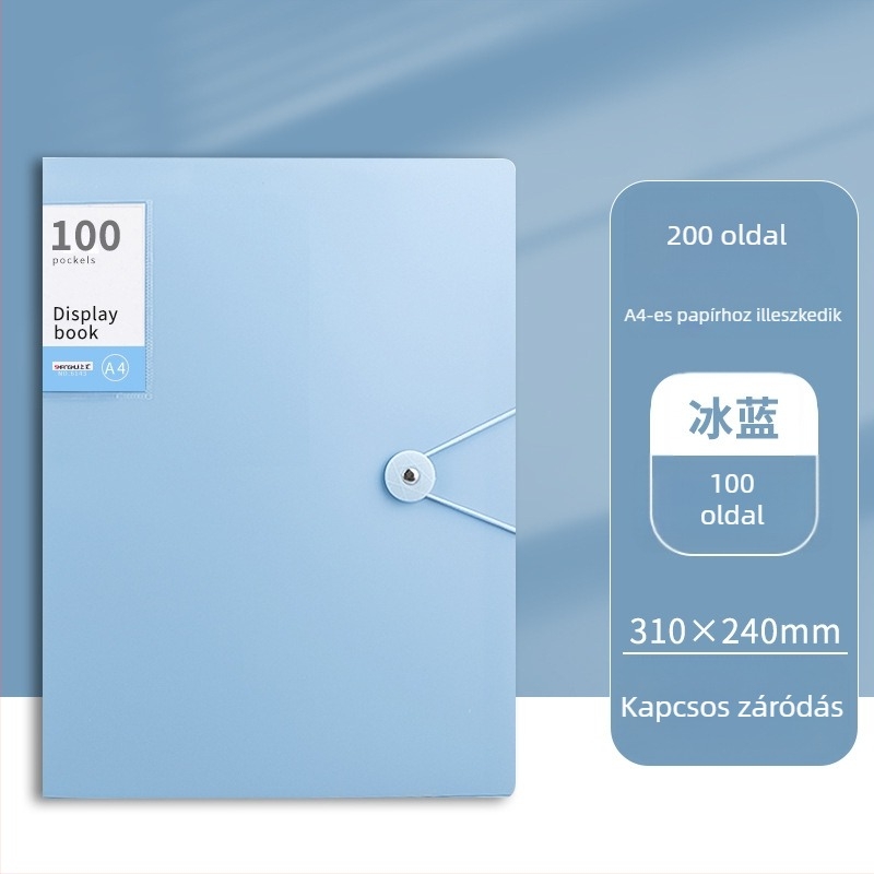 Nagy kapacitású dokumentum mappa kapcsos zárással és átlátszó betétekkel (PP)