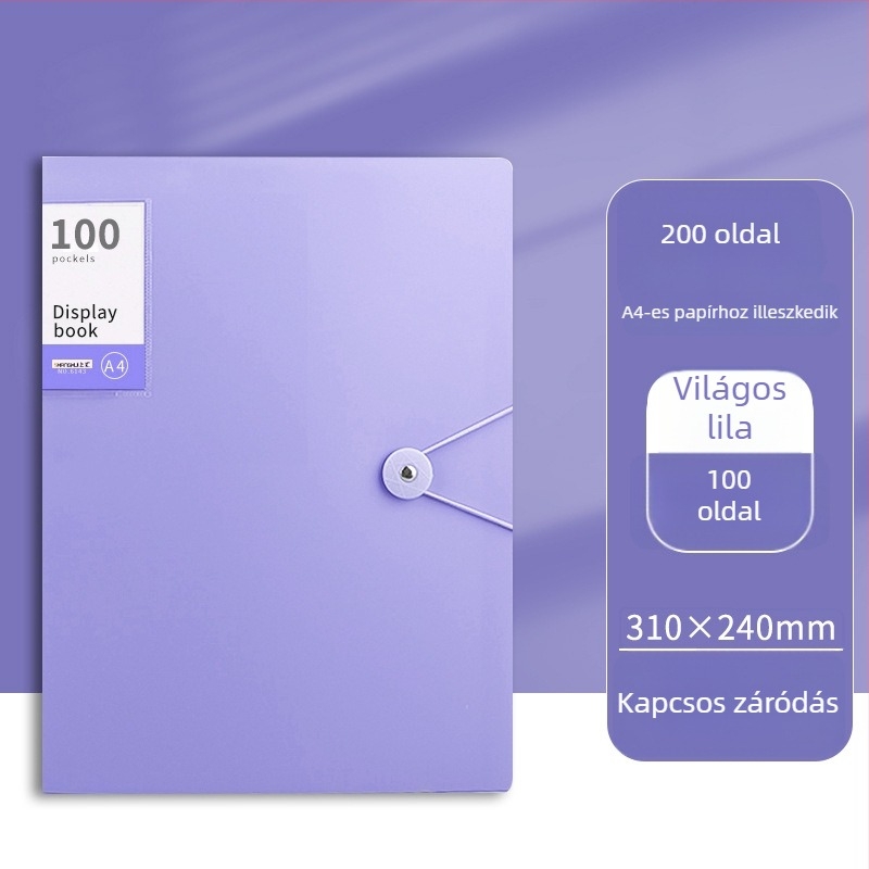 Nagy kapacitású dokumentum mappa kapcsos zárással és átlátszó betétekkel (PP)