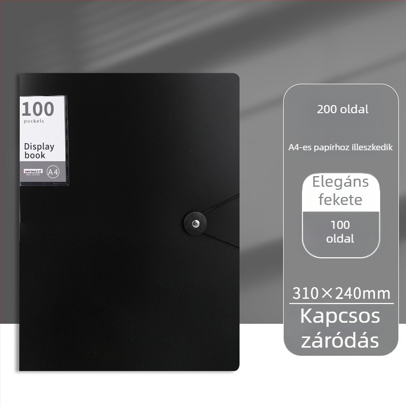 Nagy kapacitású dokumentum mappa kapcsos zárással és átlátszó betétekkel (PP)