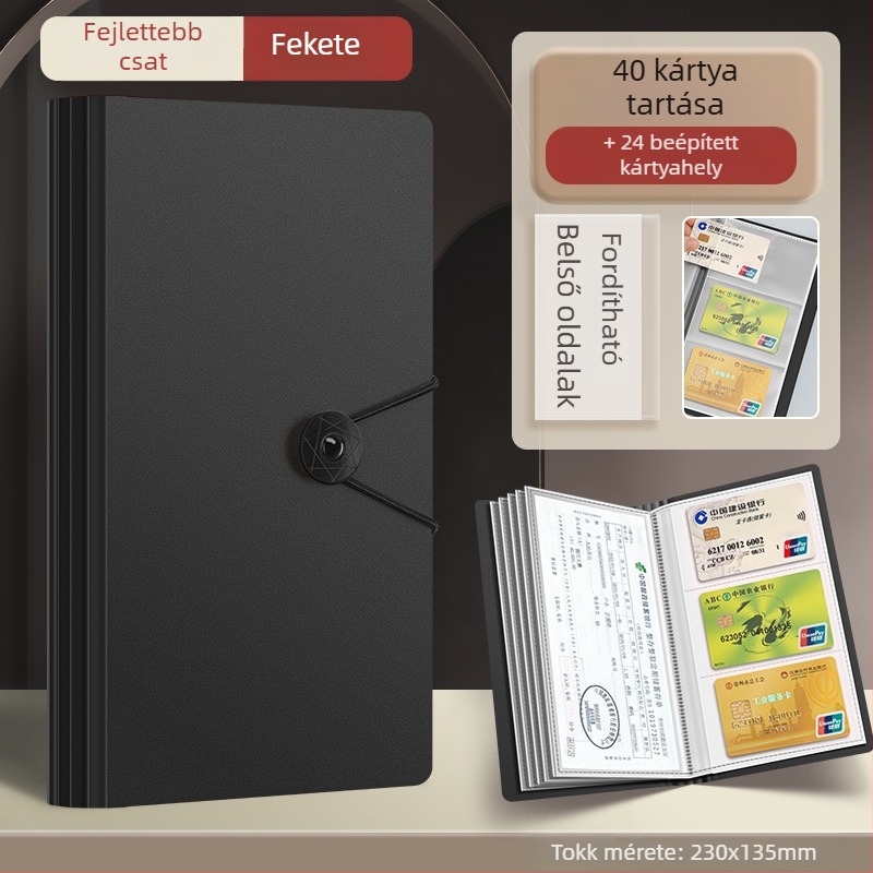 Többoldalas nyugták és befizetések mappa, PP anyagból, tether-stílusú modell, többoldalas szervező, testreszabás elérhető