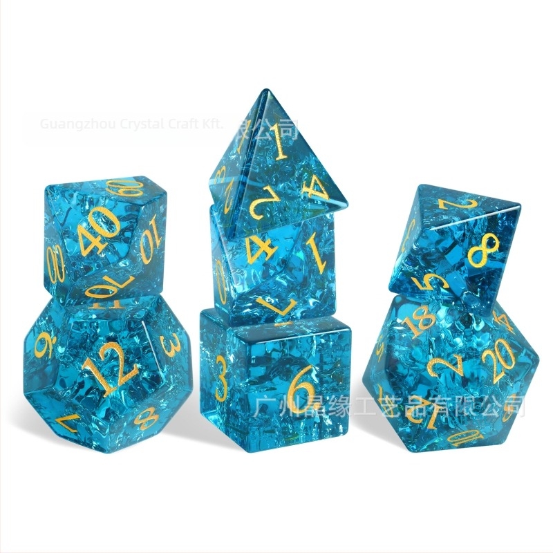 Kristályüvegből készült dobókocka készlet D6 és D20 a Dungeons & Dragons RPG-hez