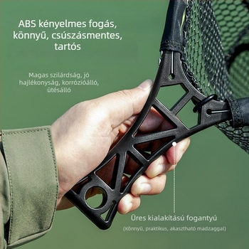 Összecsukható kézi horgász háló készlet – 34 cm átmérőjű nyílás, 28 cm mélység, vastag hálóval és fém kerettel.