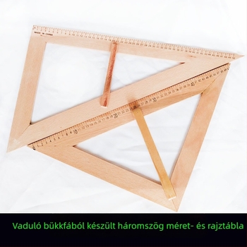 Fából készült háromszögvonalzó készlet rajztáblával és fogantyúval, többfunkciós oktatási eszköz szögmérővel és körzővel, 1 kg