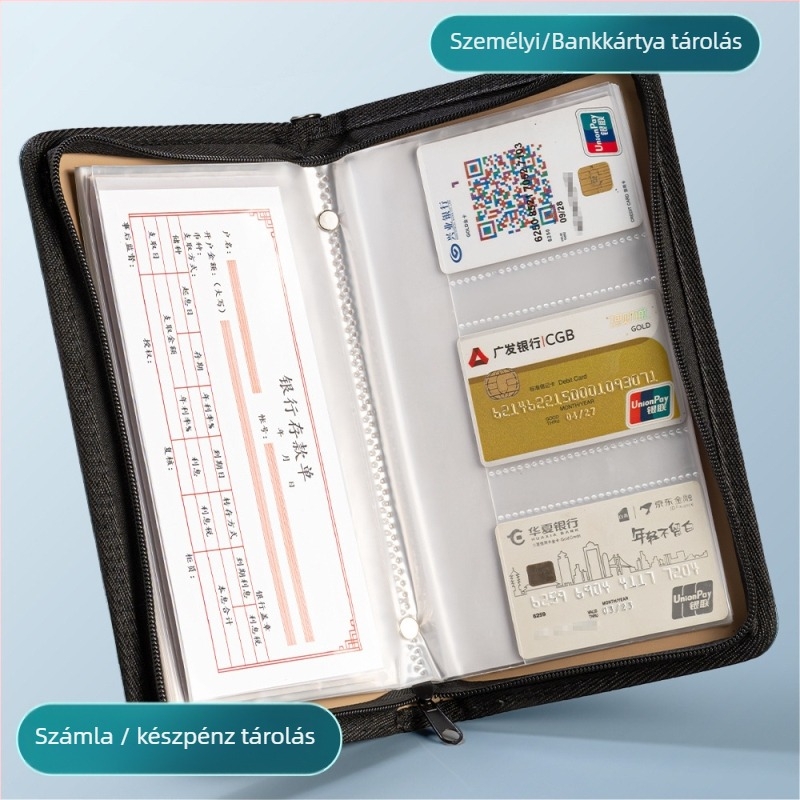Bankbetét-nyilvántartó – PU anyag, jelszós zár, cipzár, logó nyomtatás elérhető
