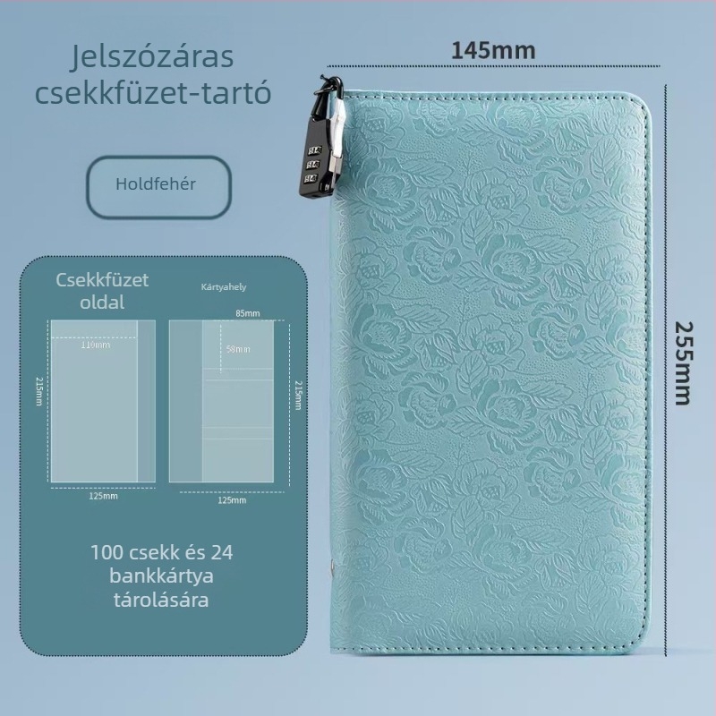 Bankbetét-nyilvántartó – PU anyag, jelszós zár, cipzár, logó nyomtatás elérhető