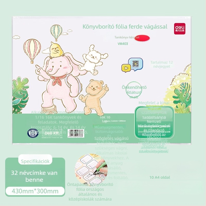 Deli könyvborítók, Kraft papírból, átlátszóak, az 1. osztálynak teljes készlet, vastag matt védőborítások