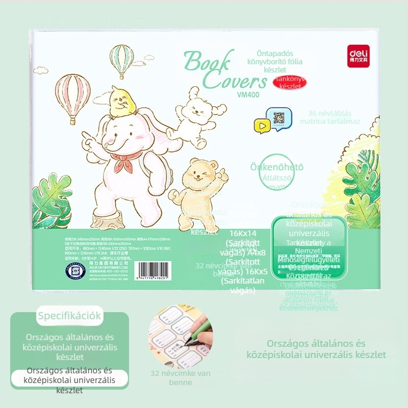 Deli könyvborítók, Kraft papírból, átlátszóak, az 1. osztálynak teljes készlet, vastag matt védőborítások