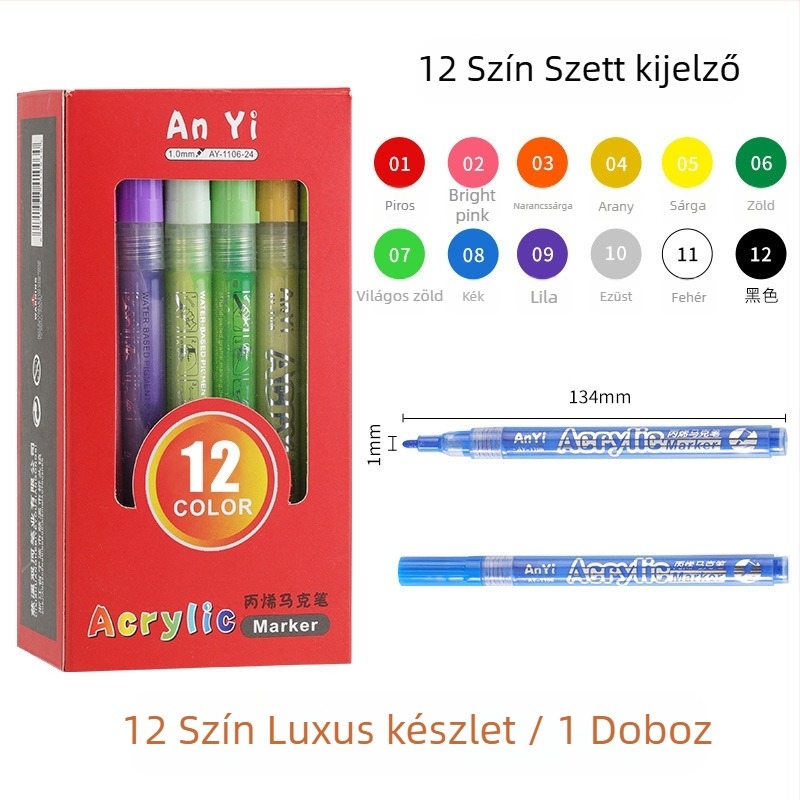 AnYi 1106 Acryl marker készlet, gyorsan szárad, műanyag ház
