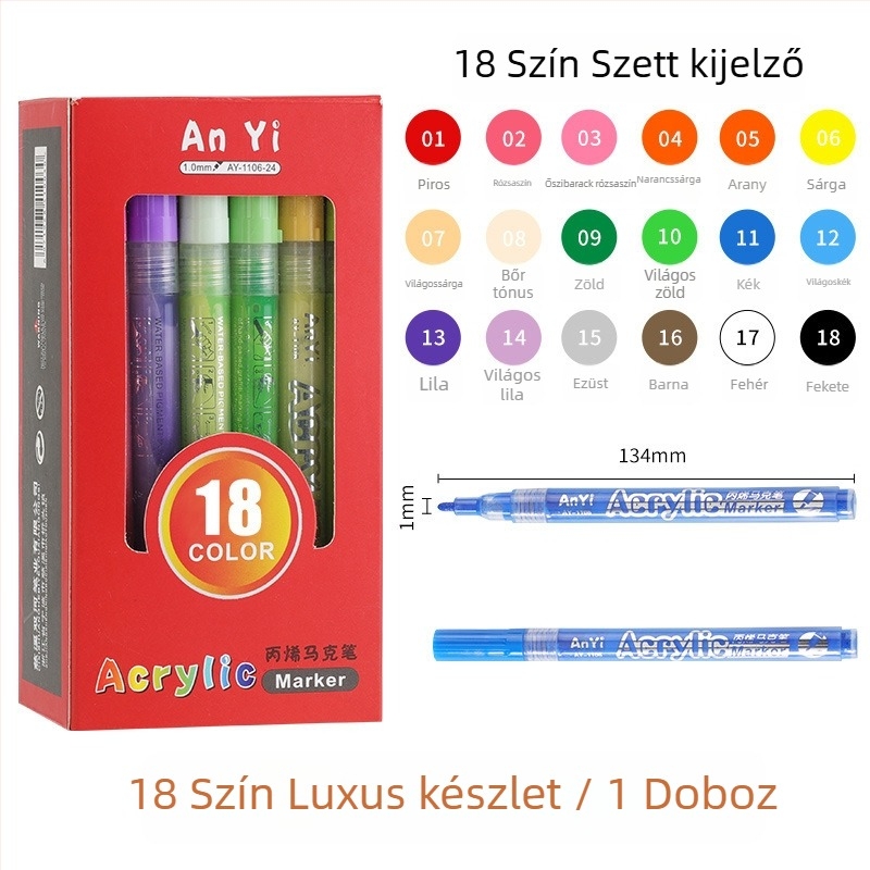 AnYi 1106 Acryl marker készlet, gyorsan szárad, műanyag ház